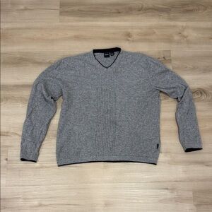 Hugo Boss Gray V-Neck Sweater men’s Size Large